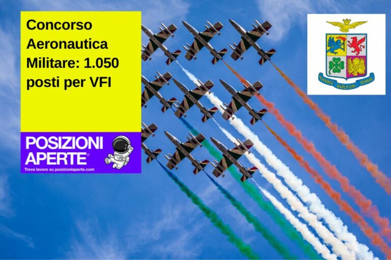 Concorso Aeronautica Militare 1.050 posti per VFI Posizioni Aperte